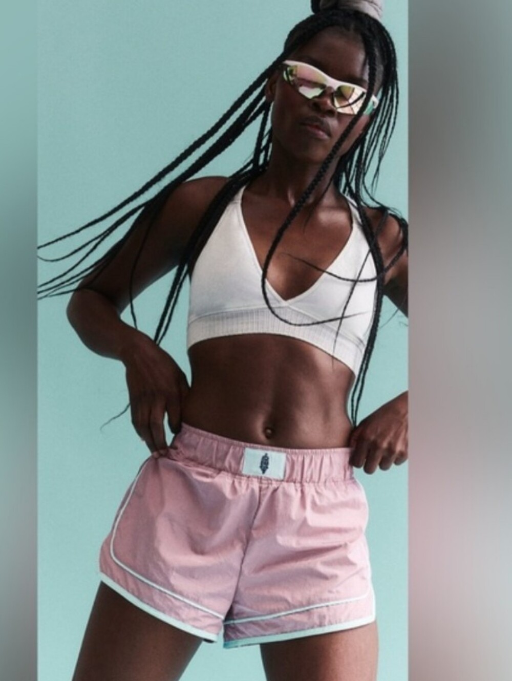 Free People Pink Athletic Shorts with White Trim